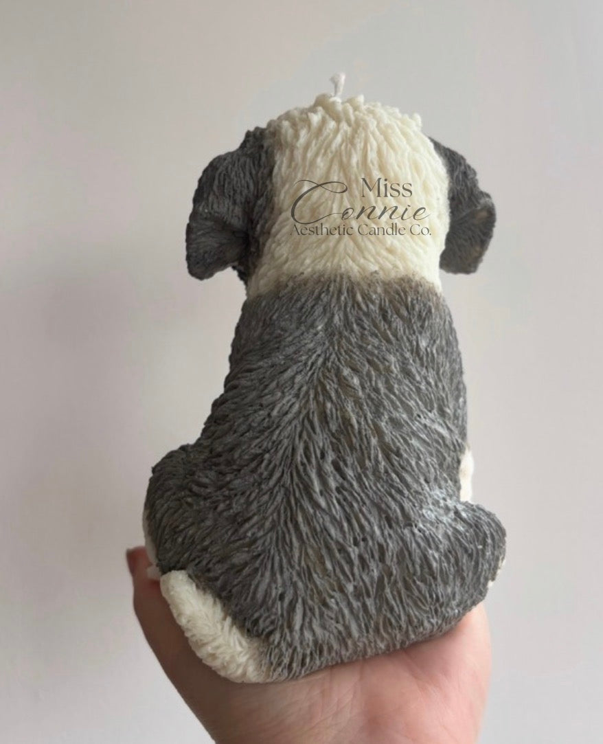 English Sheepdog Puppy Dog Candle
