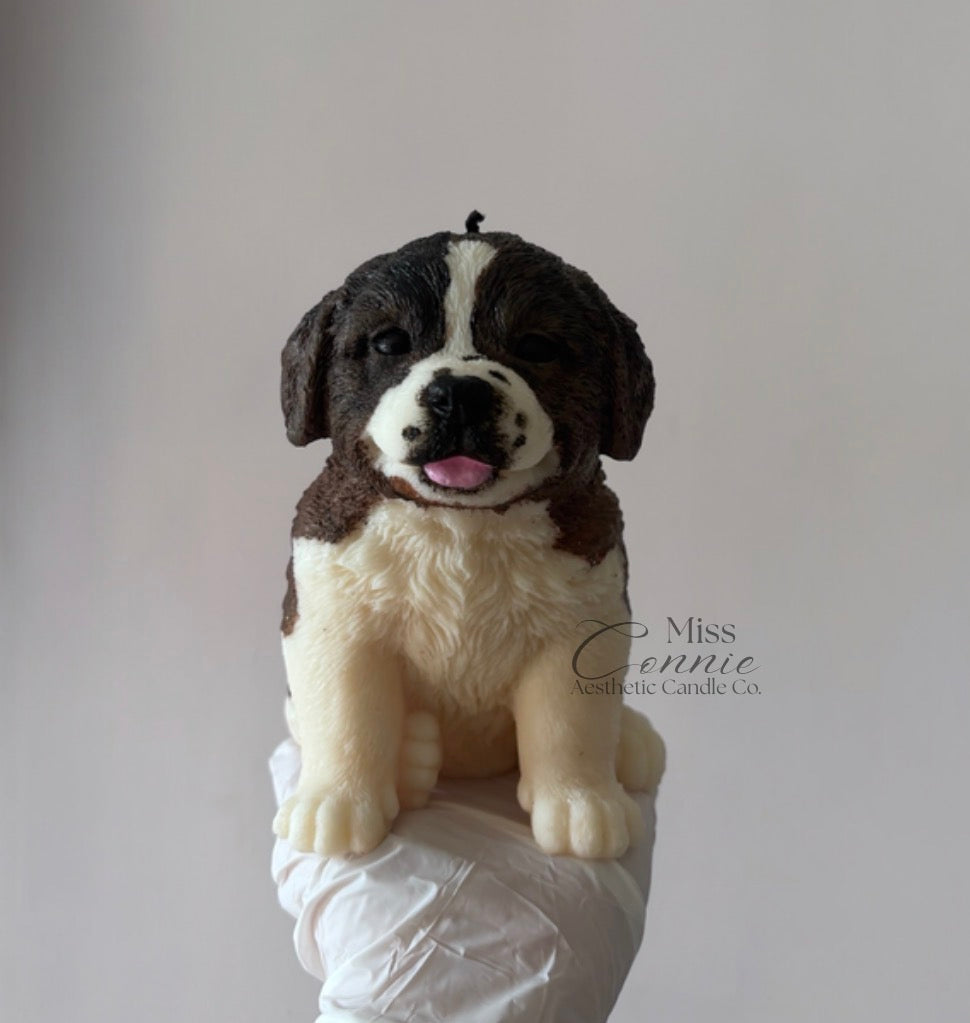 Saint Bernard Puppy Dog Candle