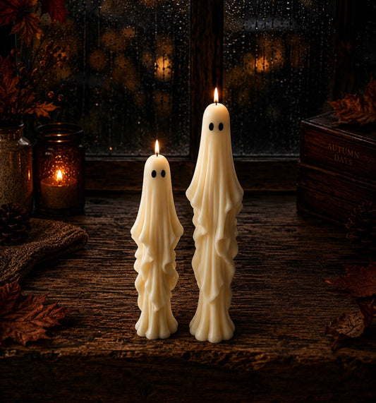 Ghost Hand Painted Pillar Candles