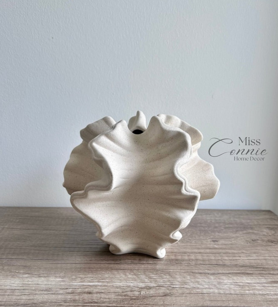 Coral Ceramic Wave Vase