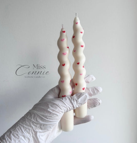Heart Taper Candles Handpainted Duo Set